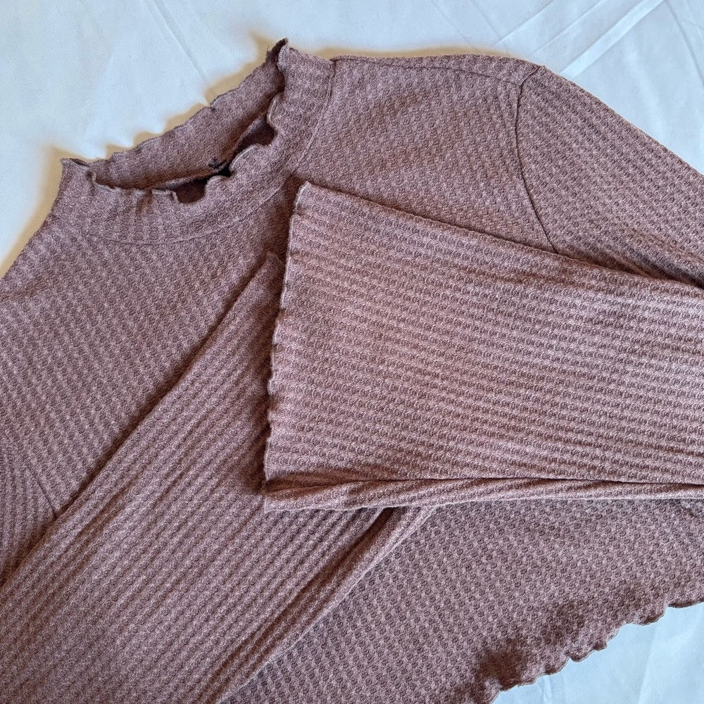 SHEIN Textured Purple Ruffle Top